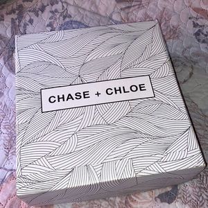 Chase + Chole thigh high suede black heel boot.